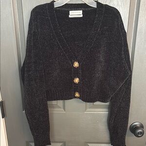 Urban Outfitters Charcoal Cardigan with Gold Buttons